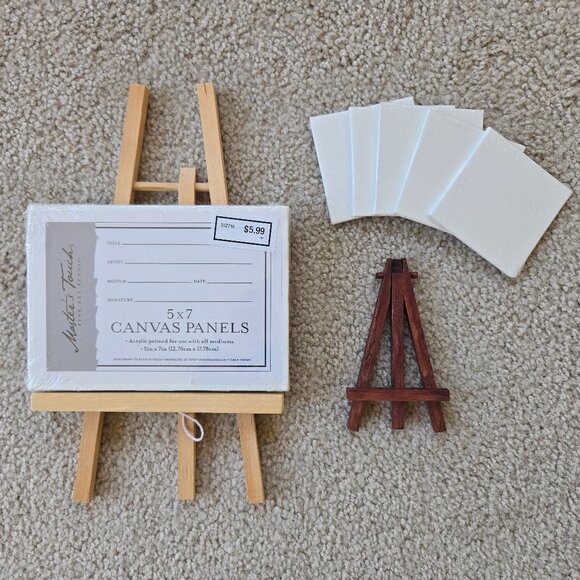 Other - New Tiny Easels and Blank Canvases for Painting Crafts Dollhouse